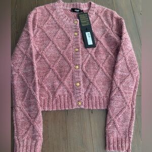 Versace women knit metallic lurex sweater pale pink NWT